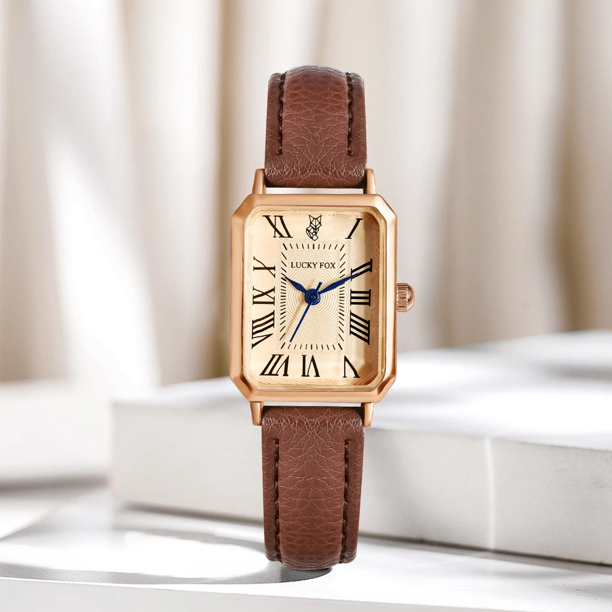 Relógio feminino retrô com pulseira de couro