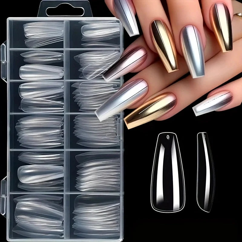 Kit 120 unhas postiças transparentes (12 tamanhos)
