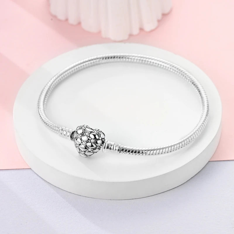 Pulseira de berloques em prata 925 com corações