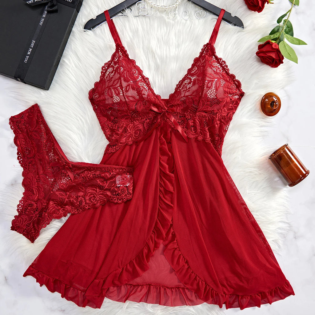 Camisola de renda com conjunto (2 peças)