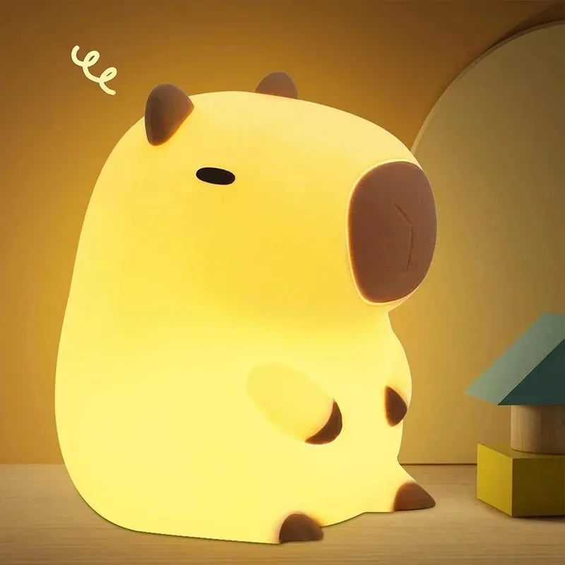 Luminária capivara de silicone com luz LED noturna