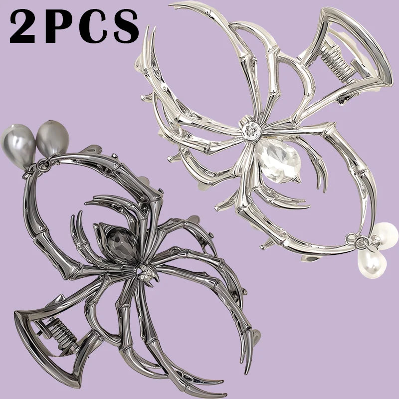 Presilha de cabelo com strass e pérolas estilo Y2K