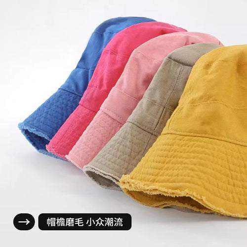 Chapéu bucket feminino com aba desfiada e proteção UV