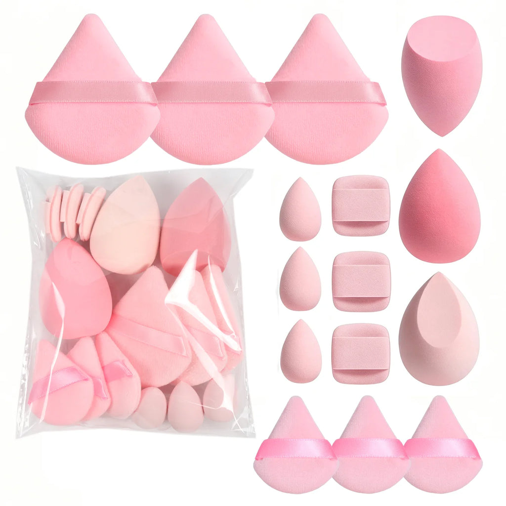 Kit de puffs e esponjas de maquiagem (15 peças)