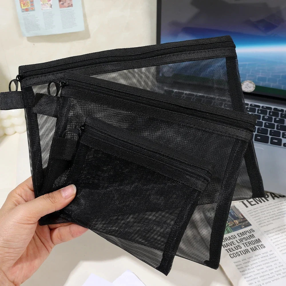 Necessaire transparente de tela (P, M ou kit com 3)