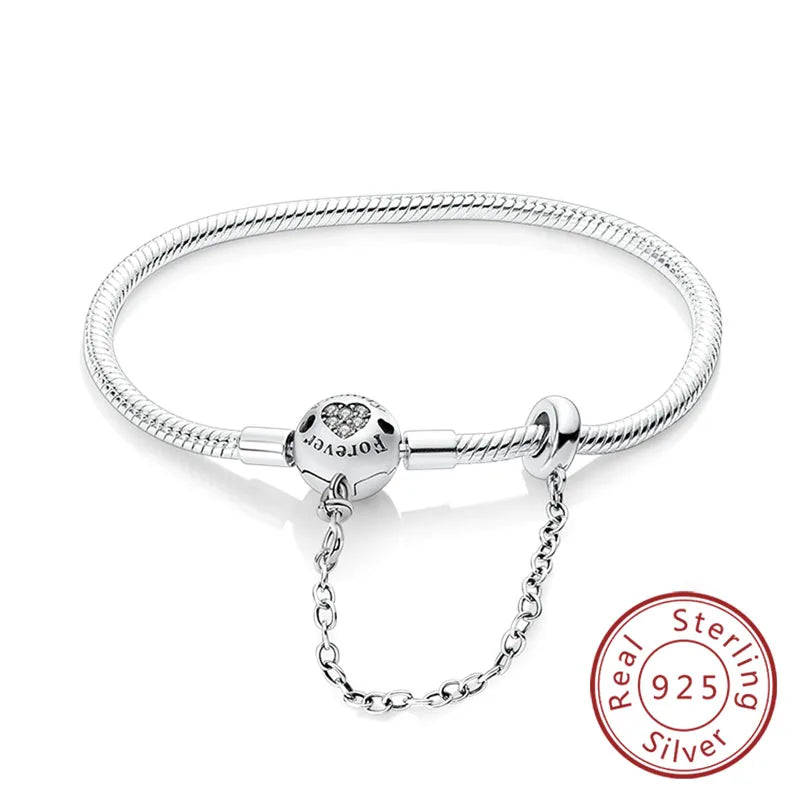 Pulseira de berloques em prata 925 com corações