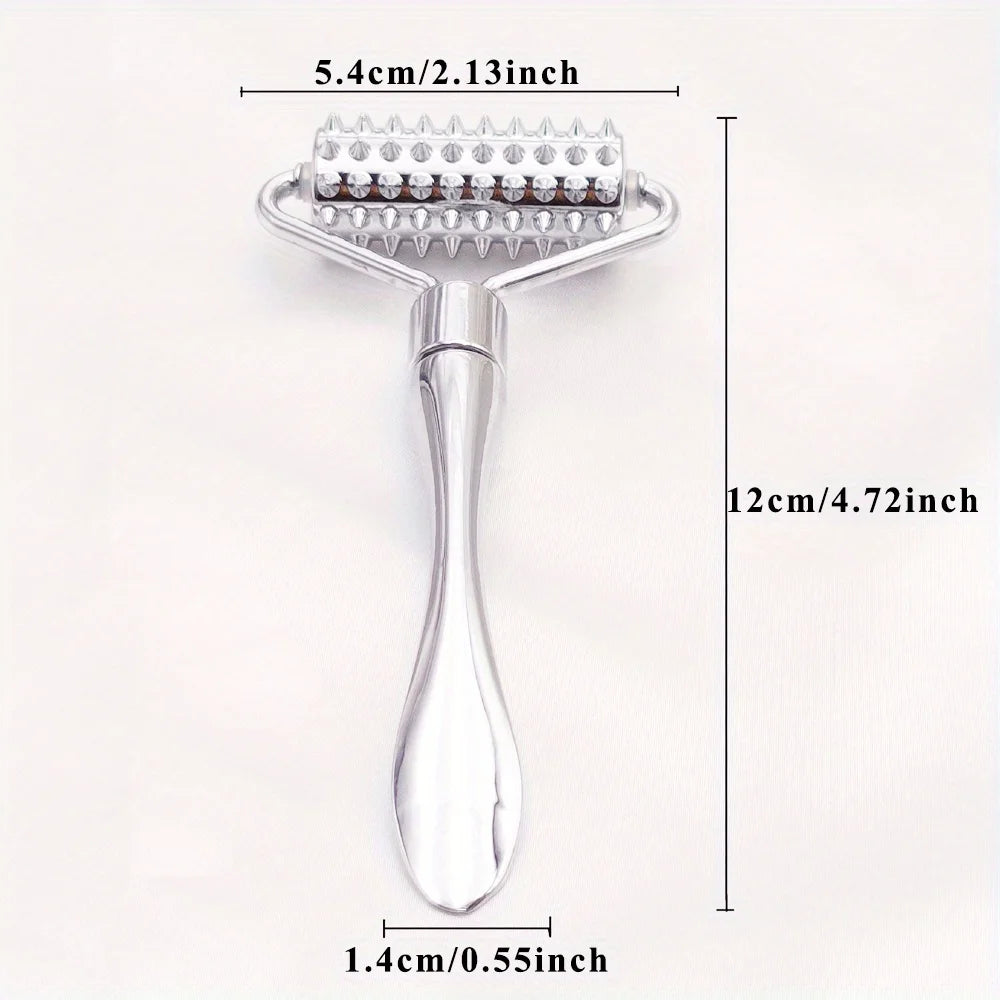 Rolo massageador facial de aço inox com gua sha