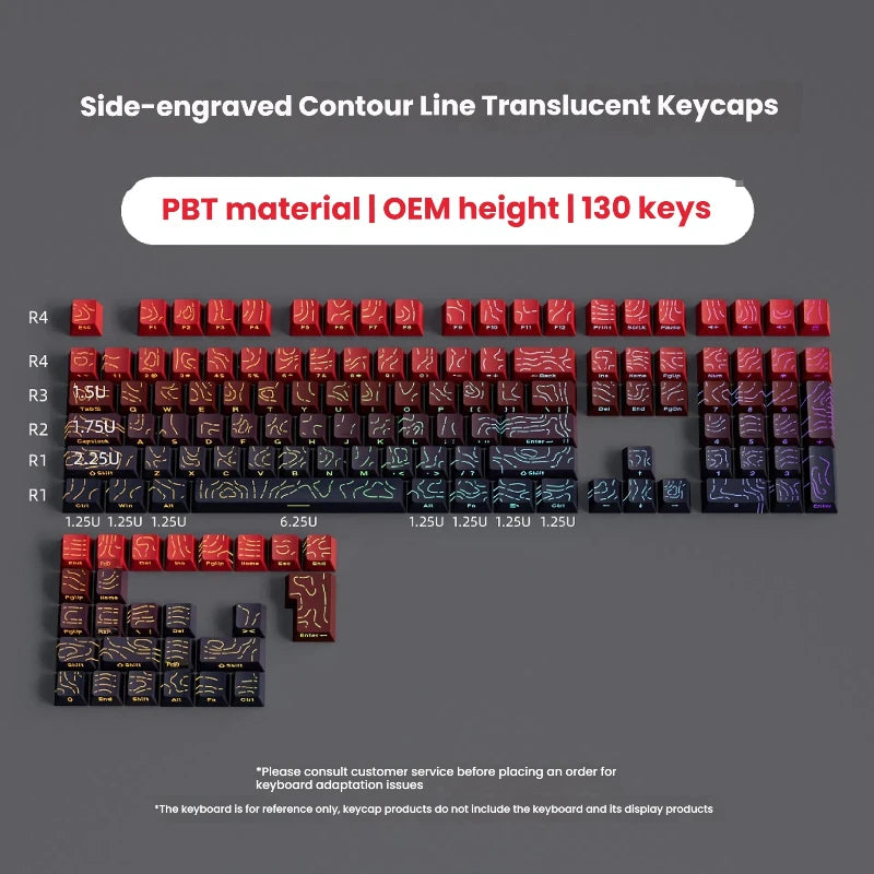 Kit de keycaps PBT com brilho lateral