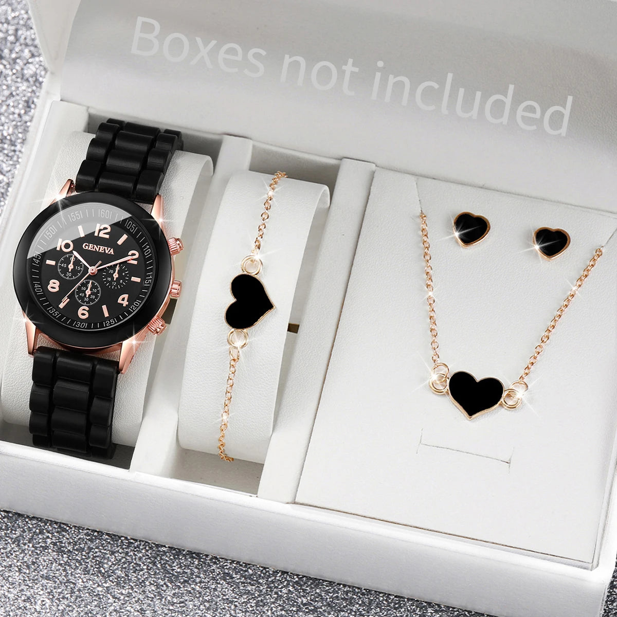 Kit relógio feminino com pulseiras e acessórios