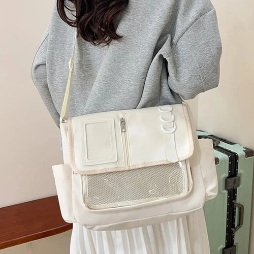 Bolsa transversal Y2K com janela transparente
