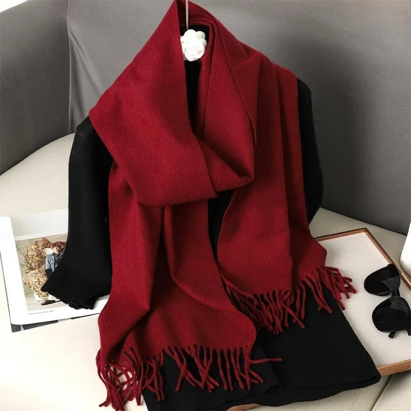 Cachecol pashmina liso com franjas