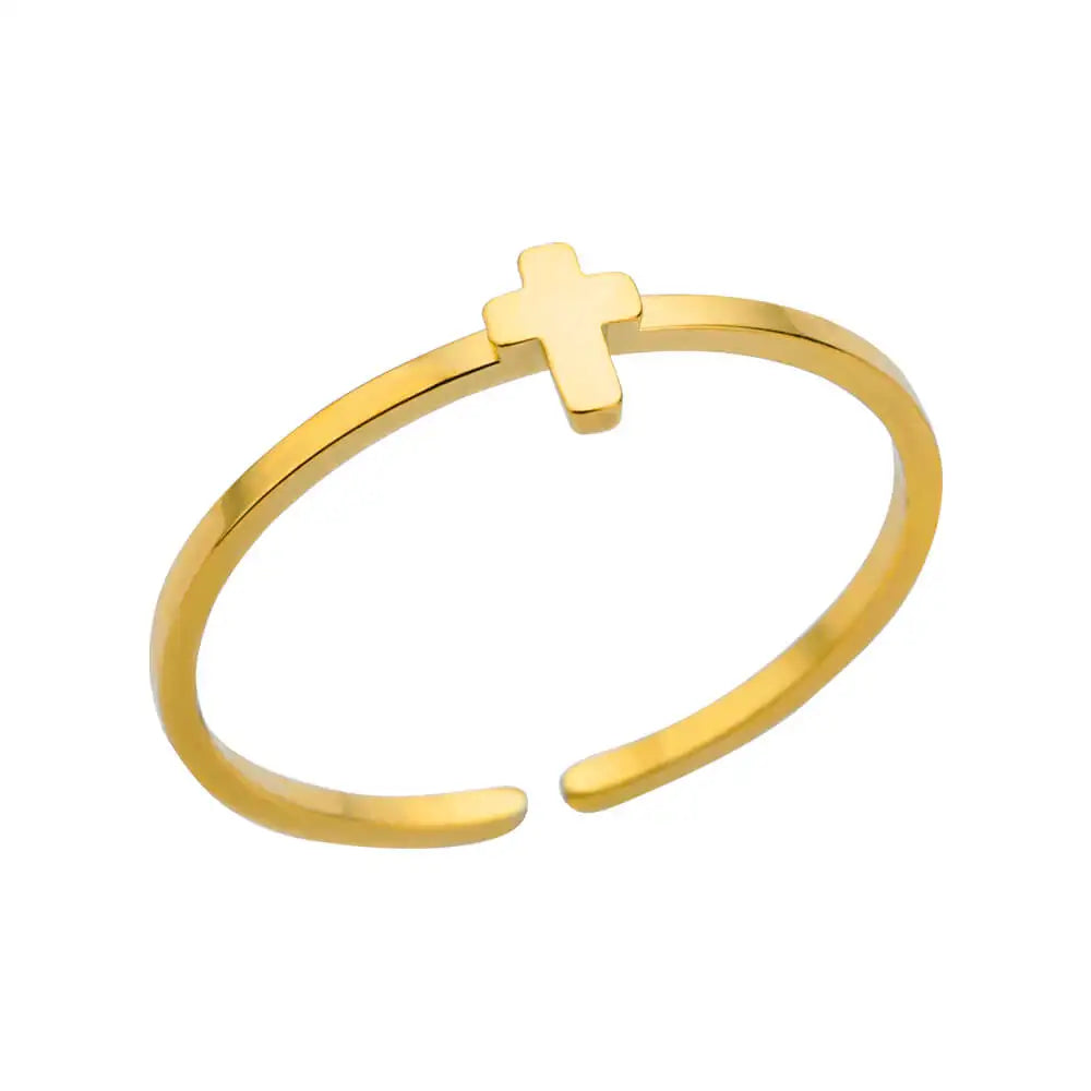 Anel feminino em aço inox 316L dourado