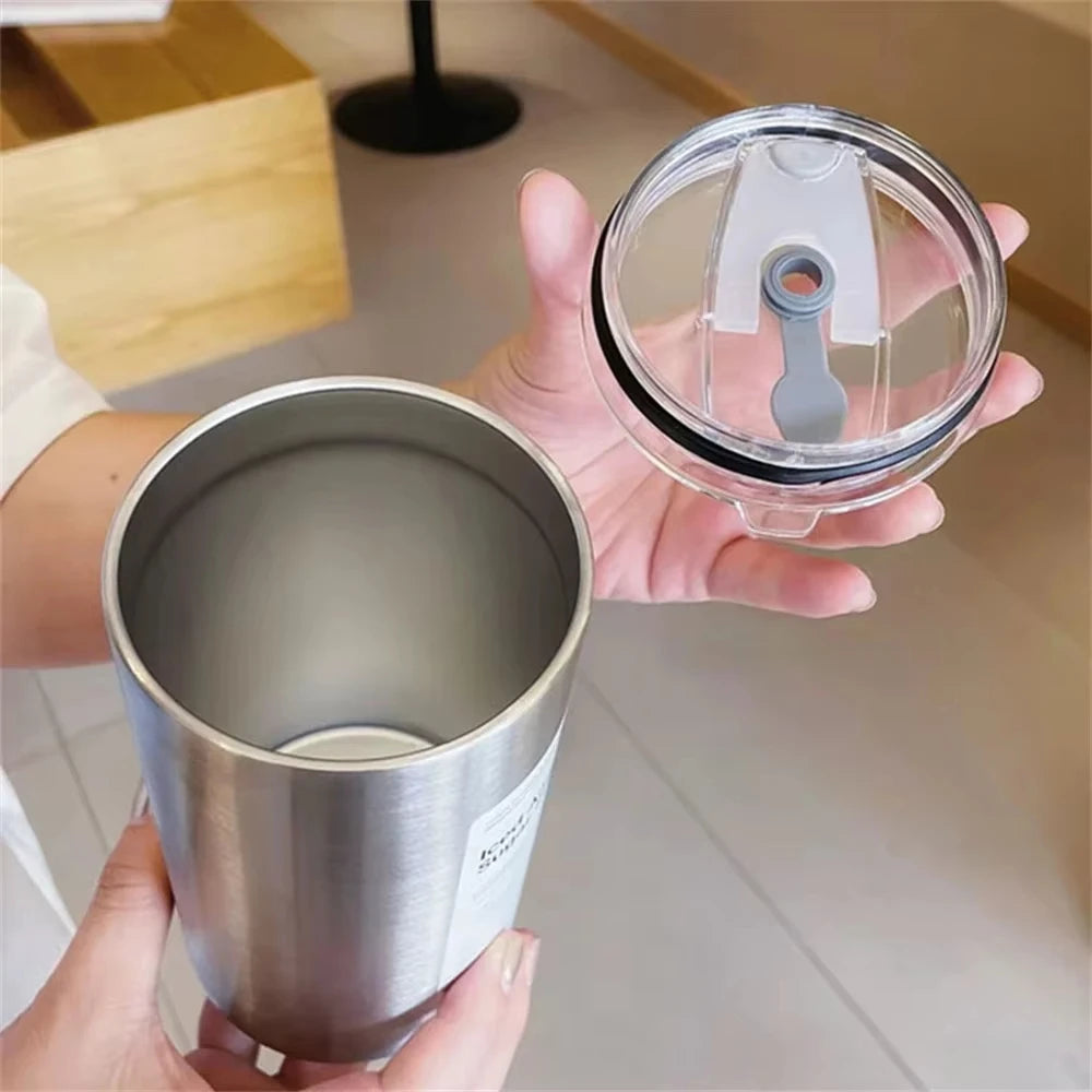 Copo térmico de aço inox com canudo (360 ou 600 ml)