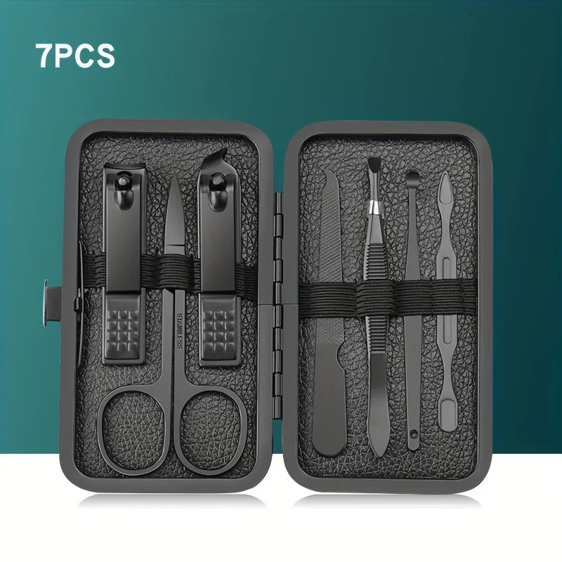 Kit manicure profissional com estojo de couro