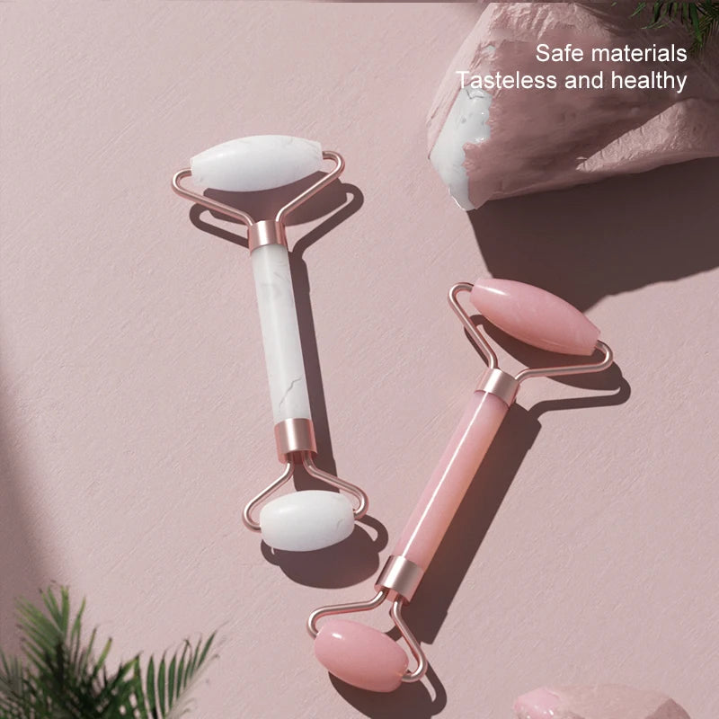Kit massageador facial duplo com gua sha de coração