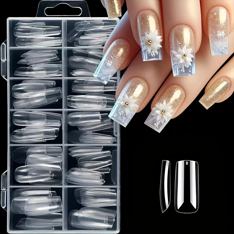 Kit 120 unhas postiças transparentes (12 tamanhos)