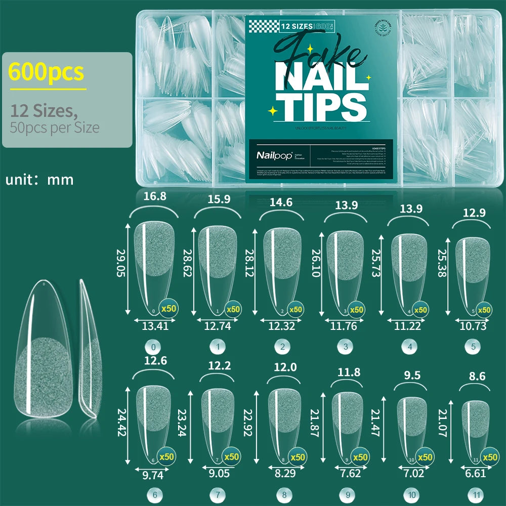 Kit 600 unhas postiças transparentes
