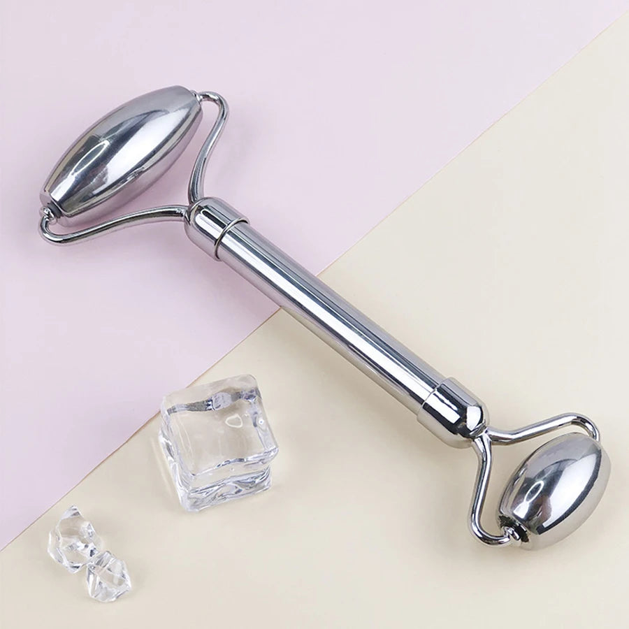 Rolo de gelo facial em aço inox com gua sha