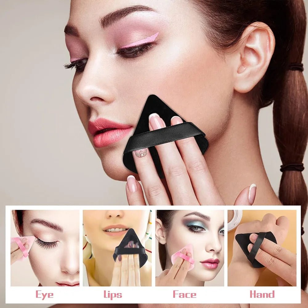 Mini puffs triangulares laváveis para maquiagem