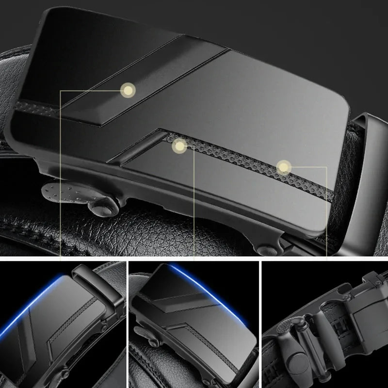 Cinto masculino preto com fivela automática