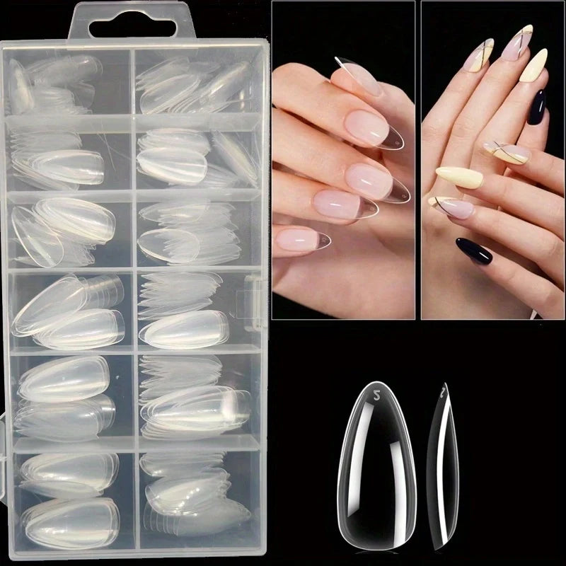 Kit 120 unhas postiças transparentes (12 tamanhos)
