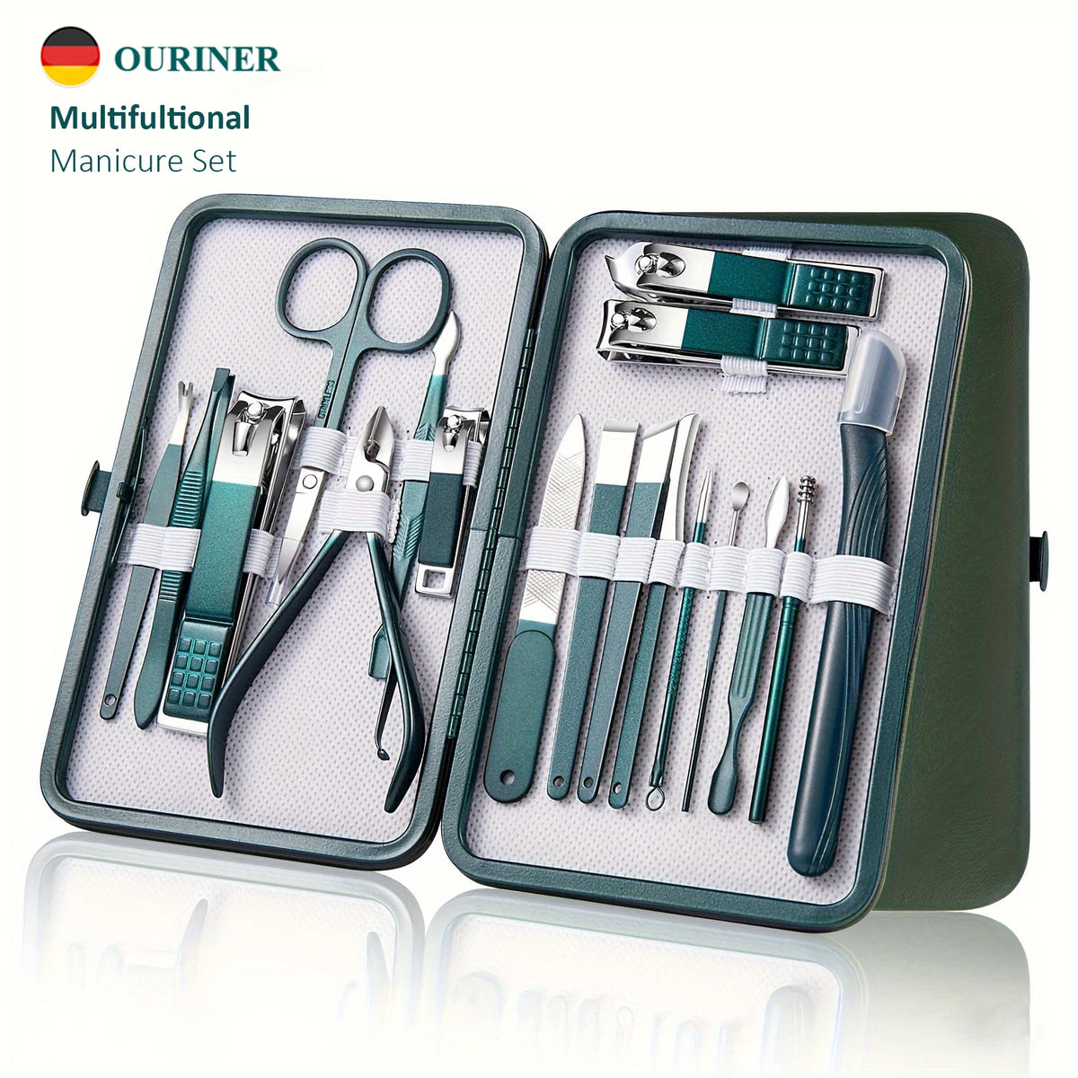 Kit manicure e pedicure em aço inox com estojo