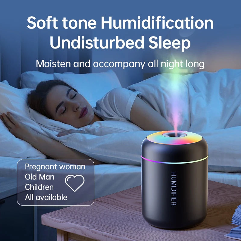 Mini umidificador e difusor de aromas USB 180 ml com luz