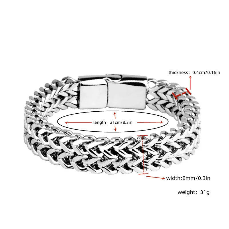 Pulseira trançada de aço inox com fecho magnético
