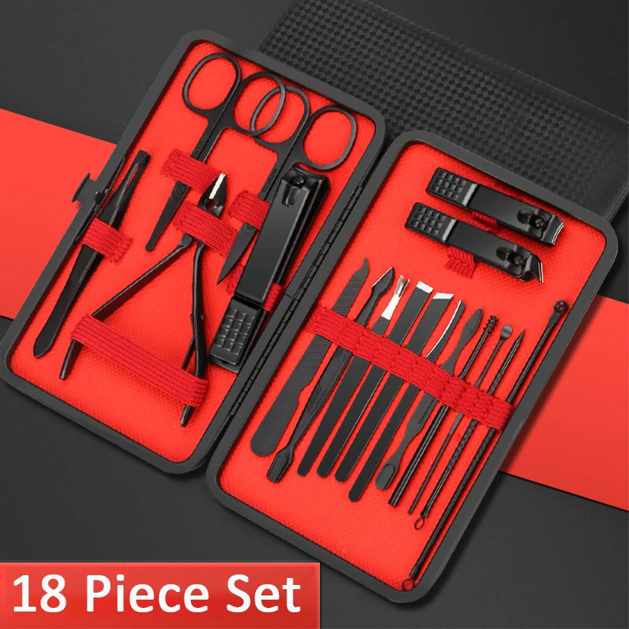 Kit manicure profissional com estojo de couro