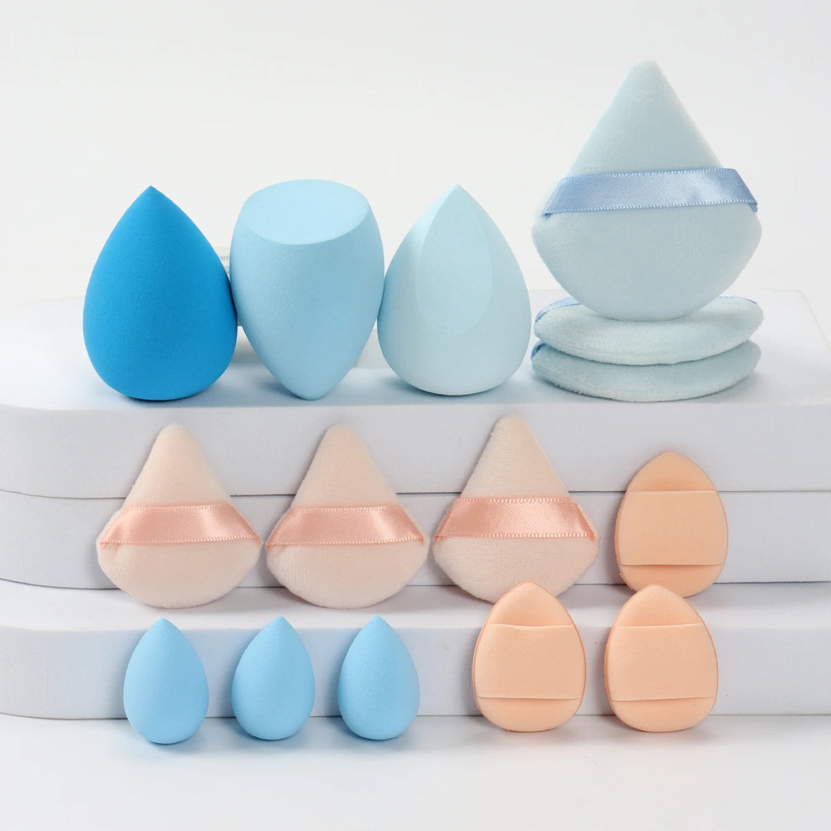 Kit de puffs e esponjas de maquiagem (15 peças)
