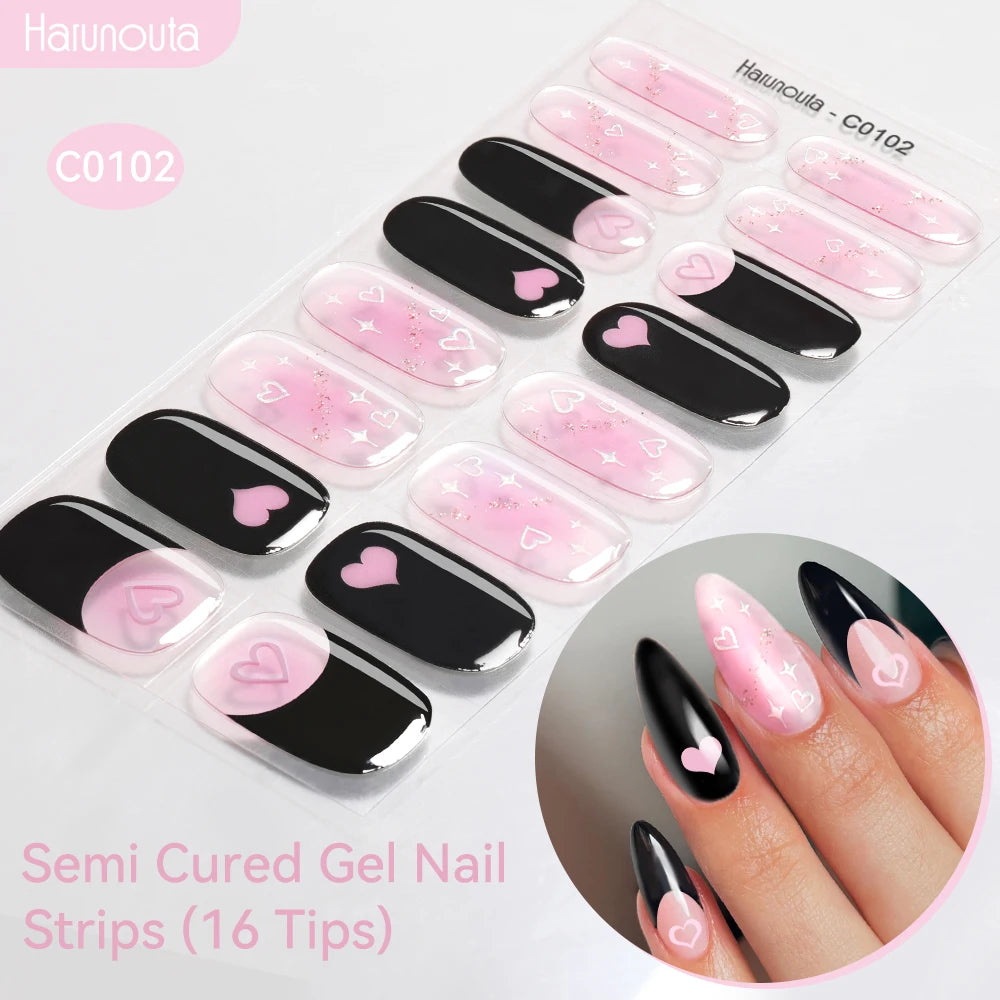 Adesivos de unha em gel semicurado (efeito aurora)