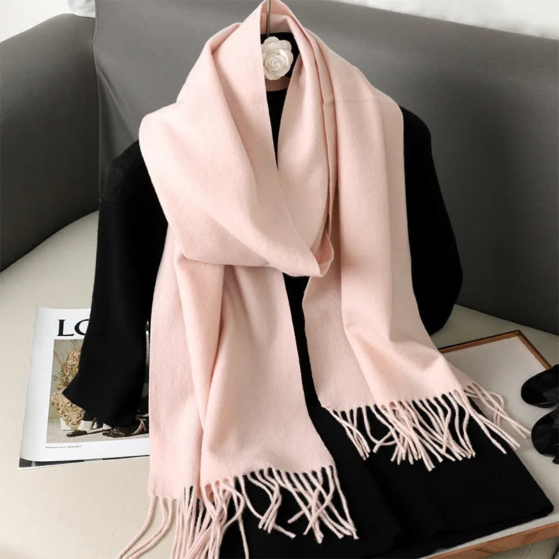 Cachecol pashmina liso com franjas
