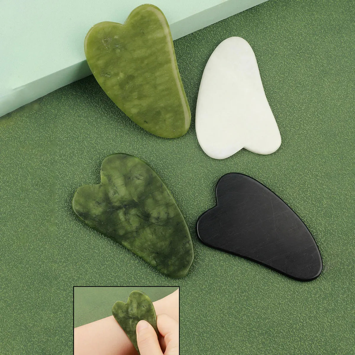 Kit 3 em 1 rolo facial e gua sha