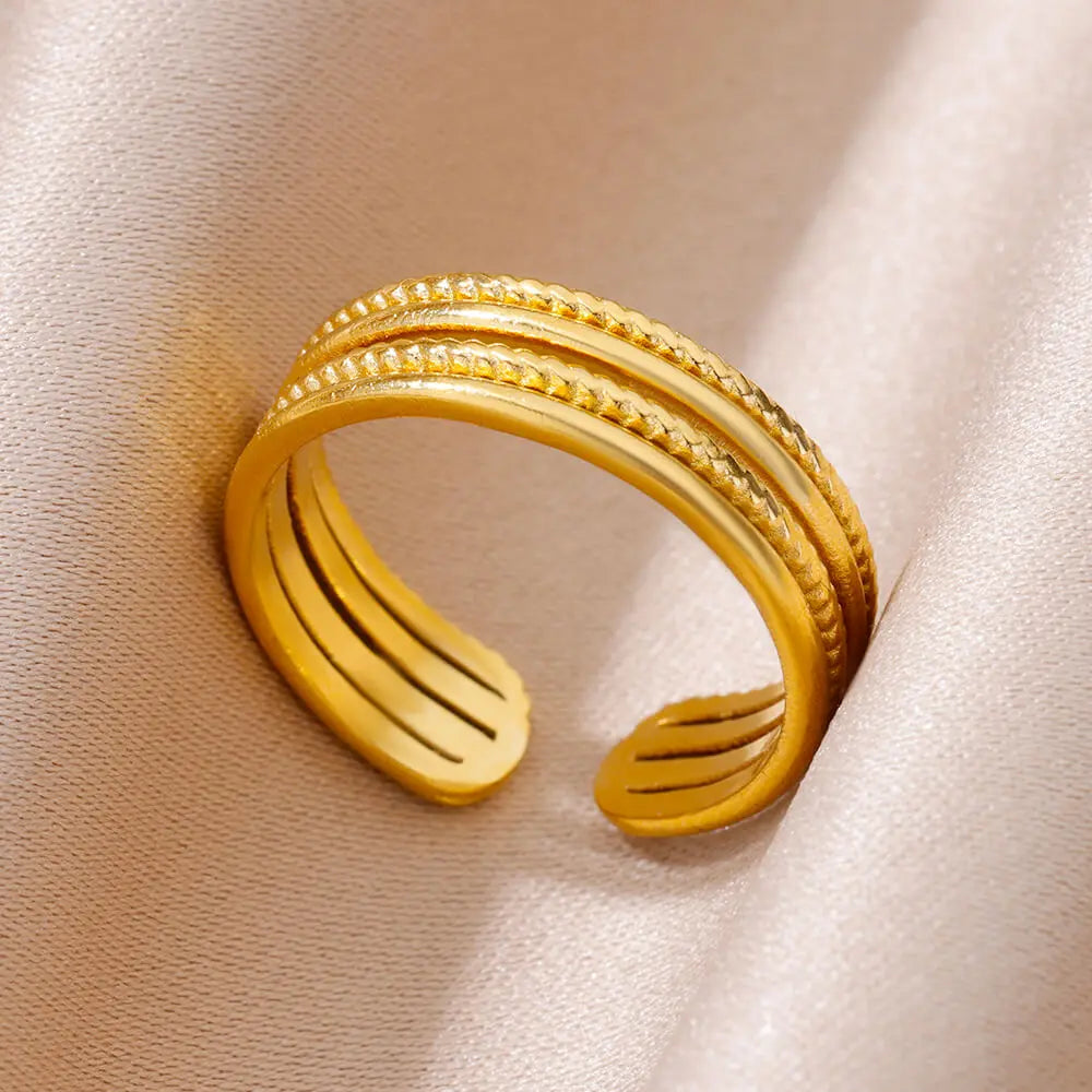 Anel feminino em aço inox 316L dourado