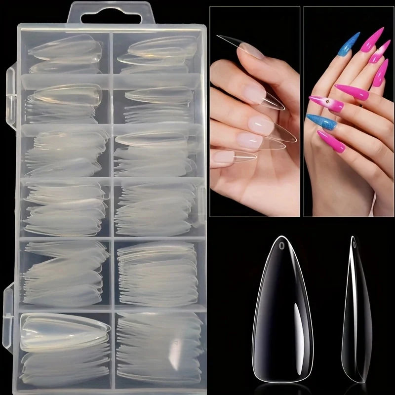 Kit 120 unhas postiças transparentes (12 tamanhos)