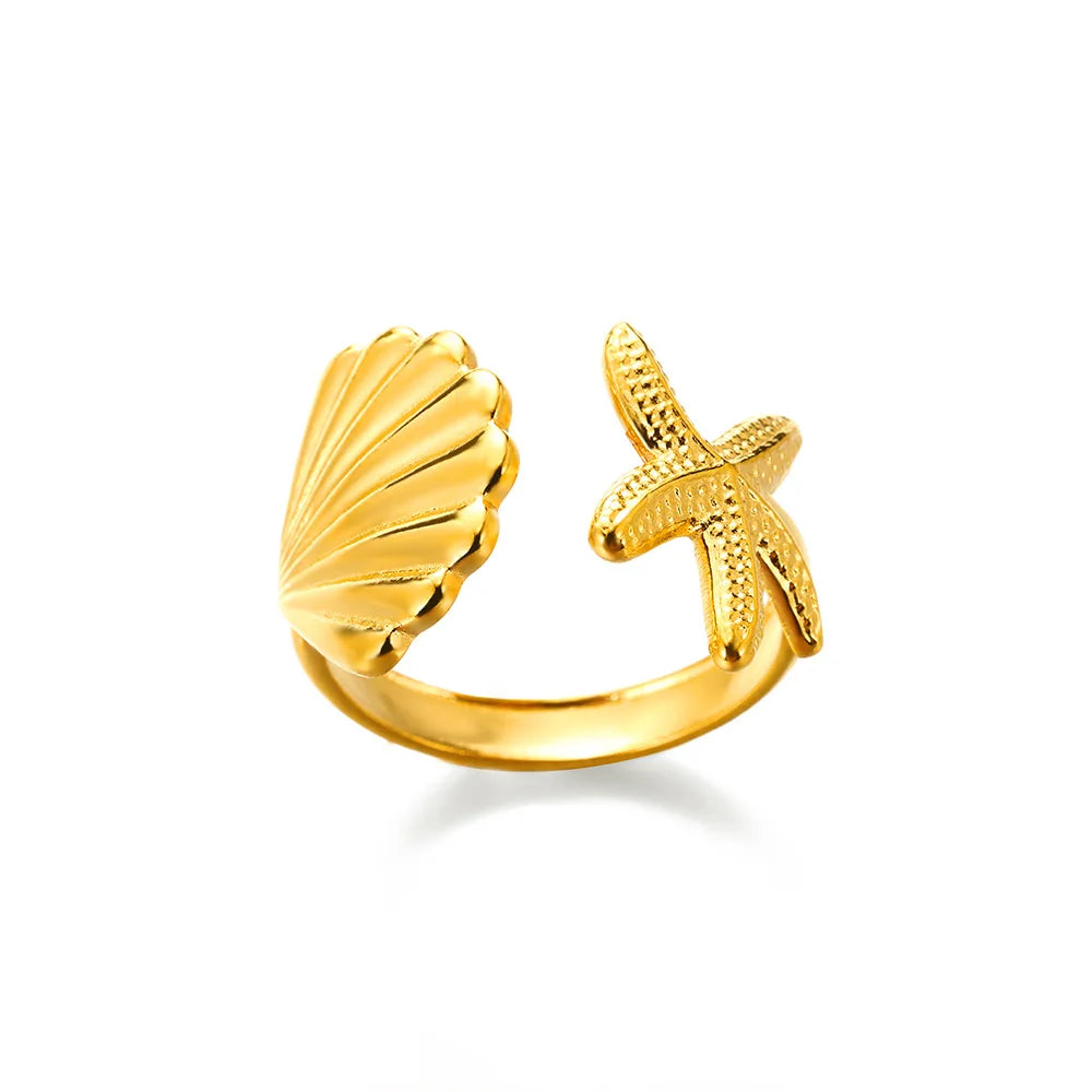 Anel feminino em aço inox 316L dourado