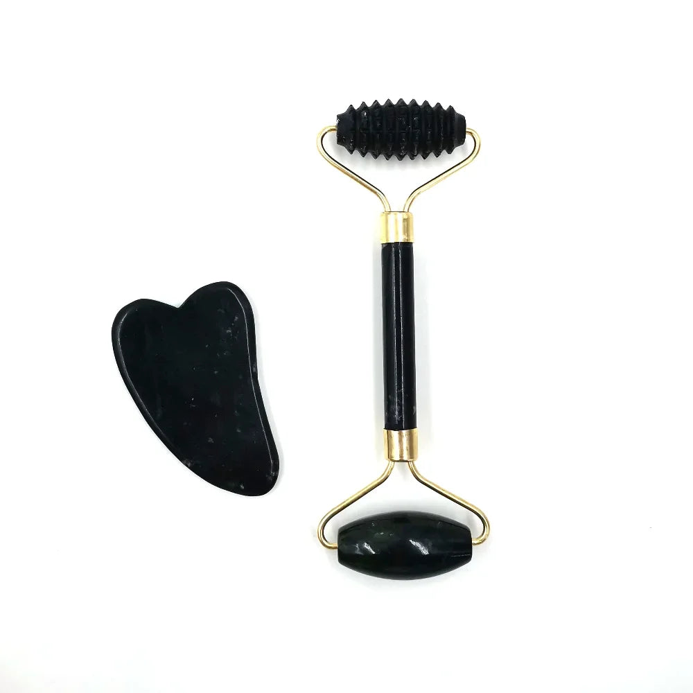 Rolo facial e gua sha de obsidiana