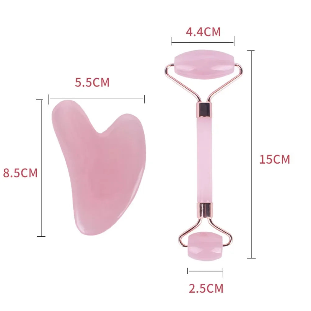 Rolo facial e gua sha rosa de resina
