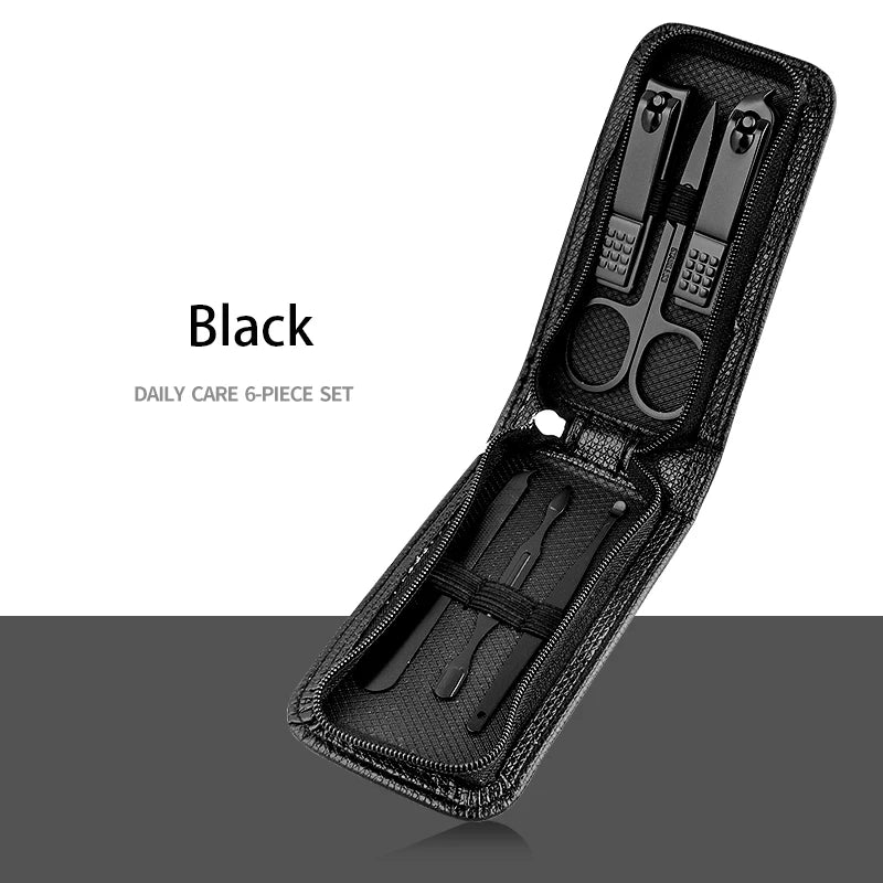 Kit manicure 6 peças com estojo de couro