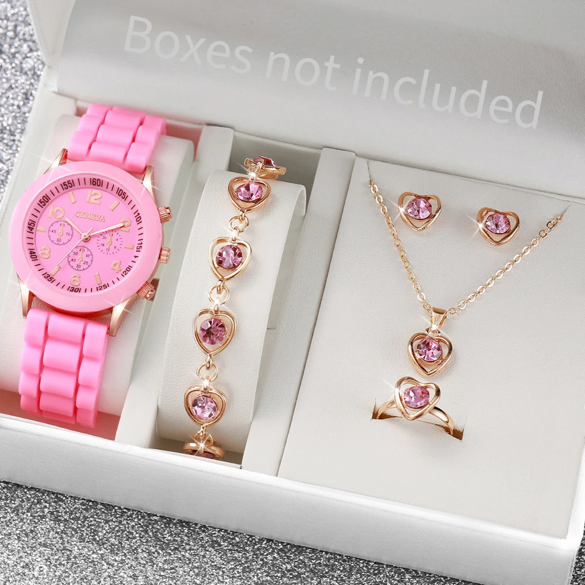 Kit relógio feminino com pulseiras e acessórios