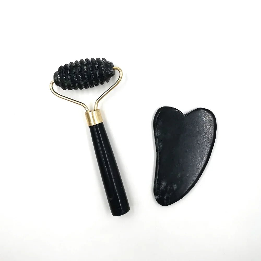 Rolo facial e gua sha de obsidiana