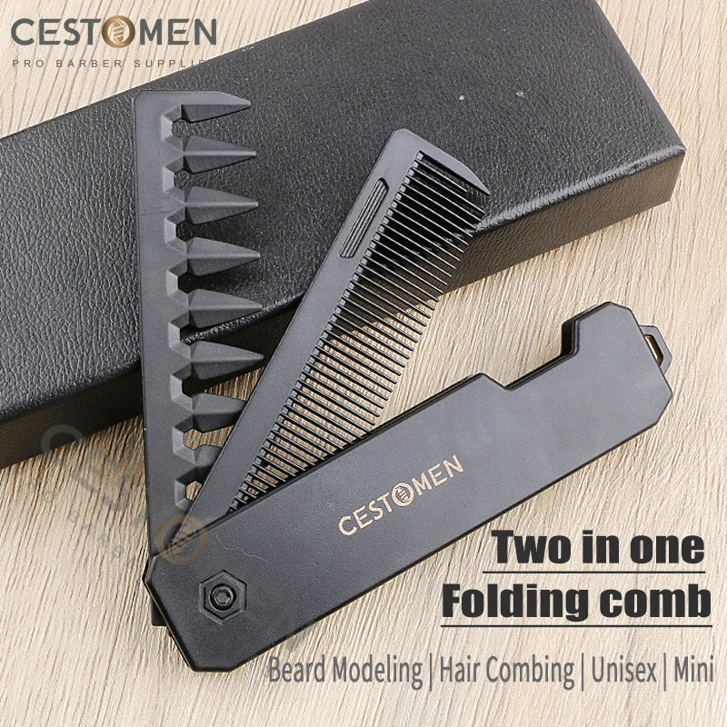 Pente dobrável de bolso para cabelo e barba