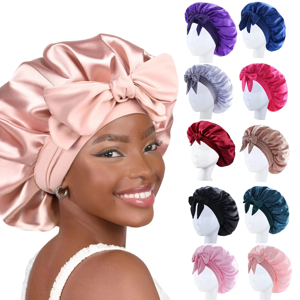 Touca de cetim para cabelo cacheado