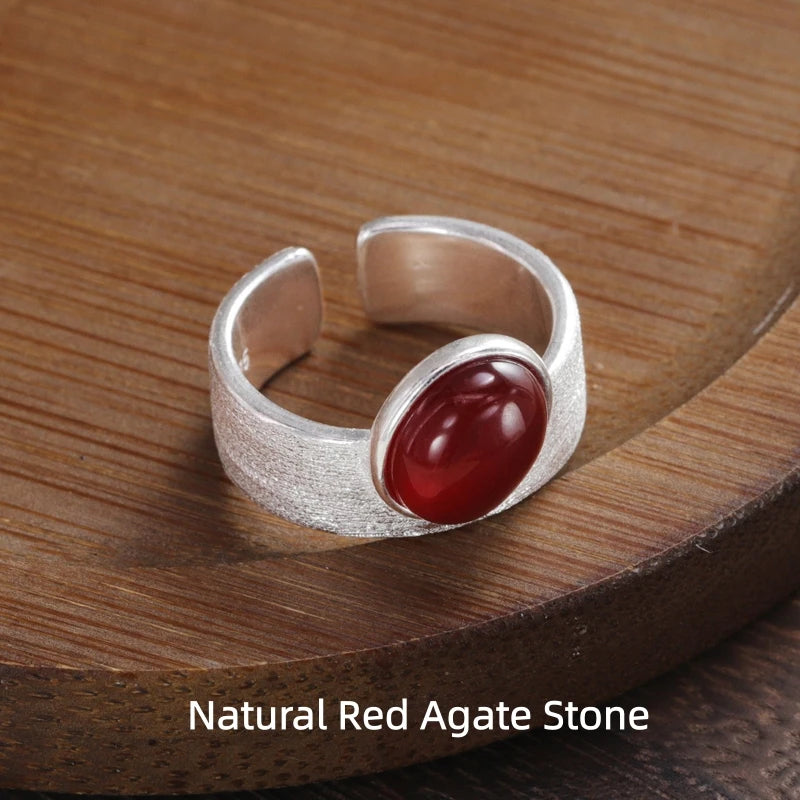 Anel ajustável de prata 925 com pedra da lua
