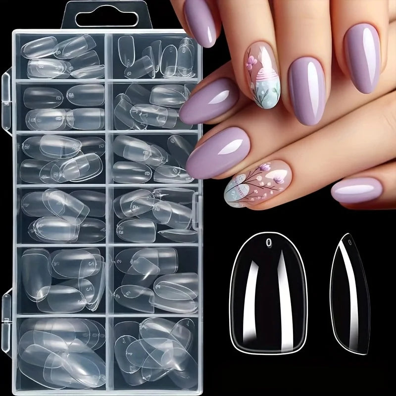 Kit 120 unhas postiças transparentes (12 tamanhos)