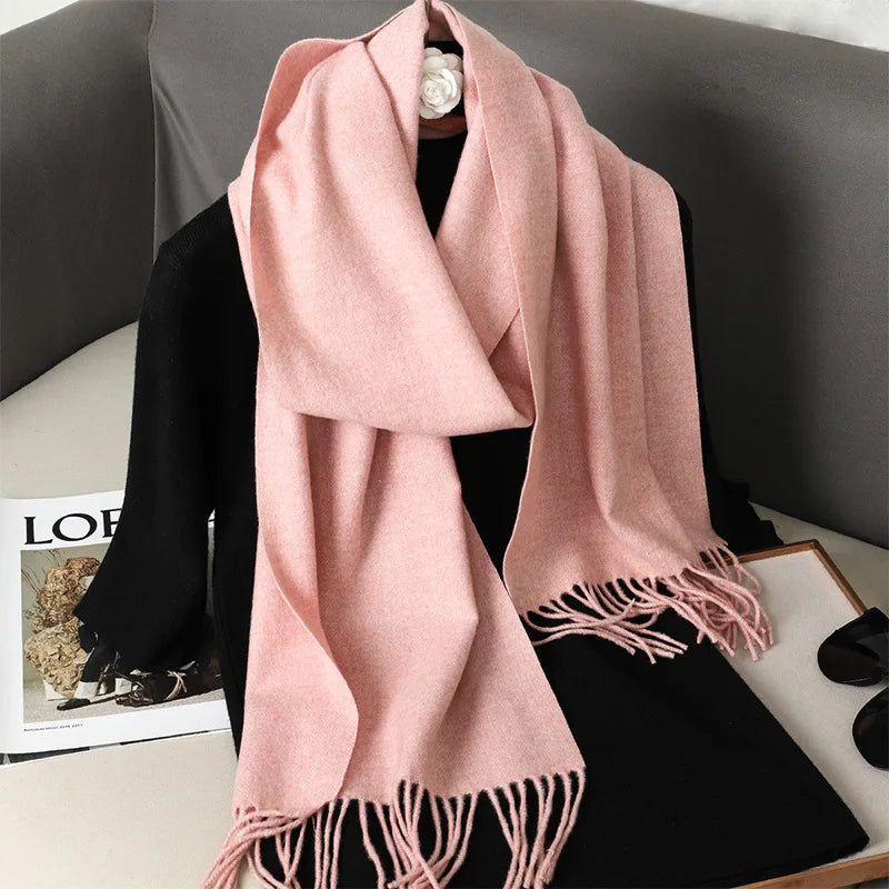 Cachecol pashmina liso com franjas