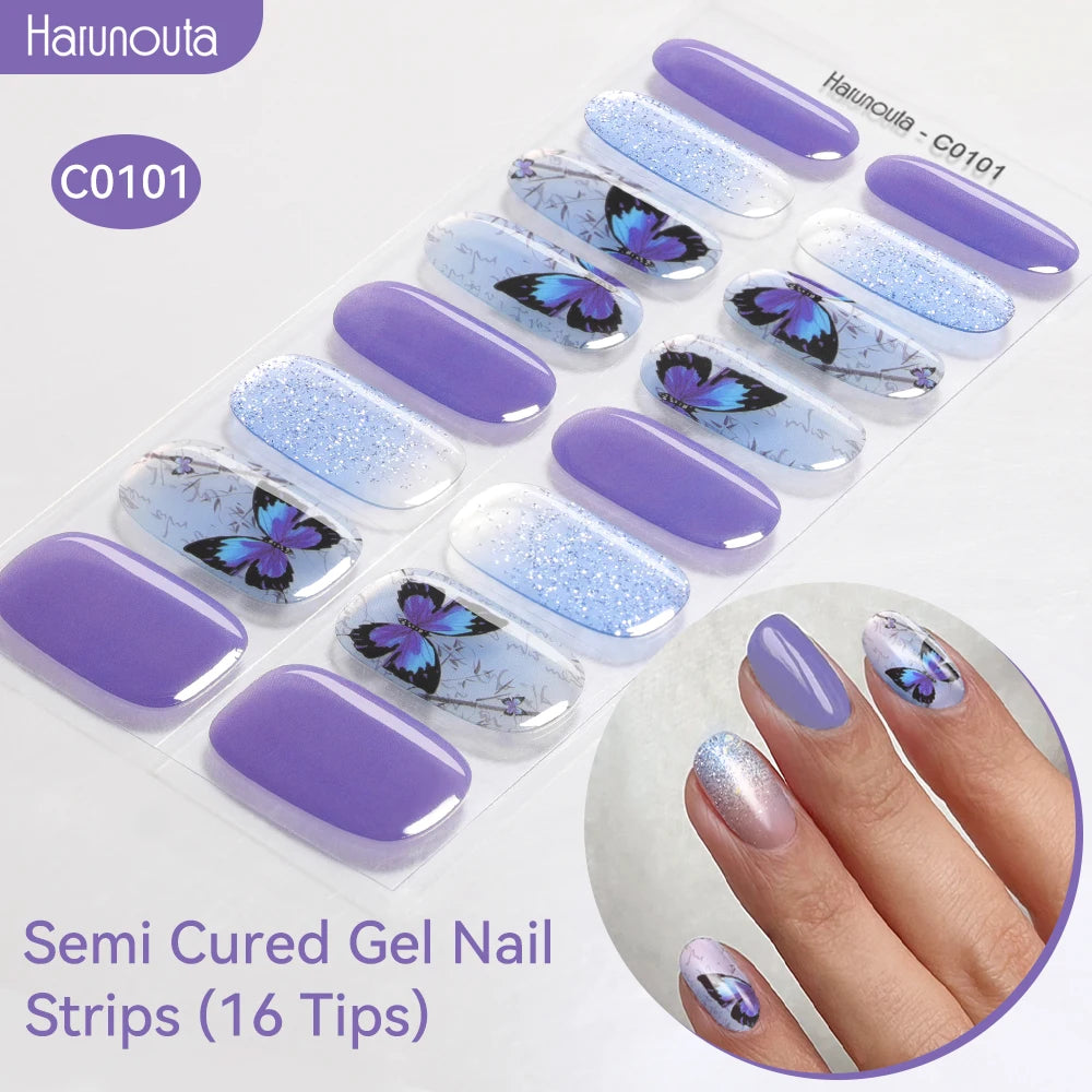 Adesivos de unha em gel semicurado (efeito aurora)