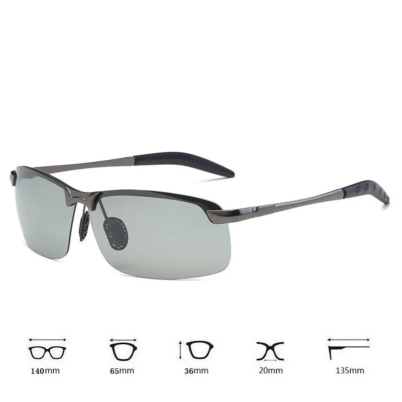 Óculos de sol masculino fotocromático polarizado