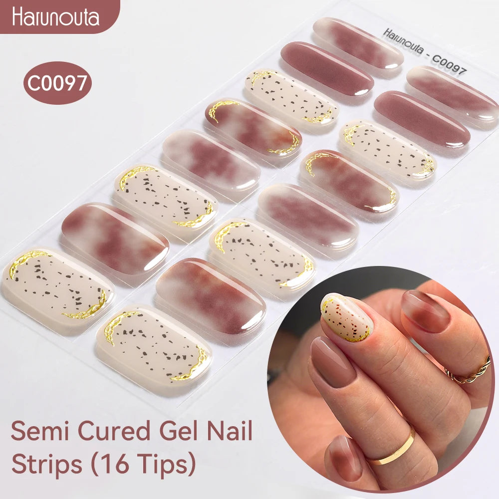 Adesivos de unha em gel semicurado (efeito aurora)
