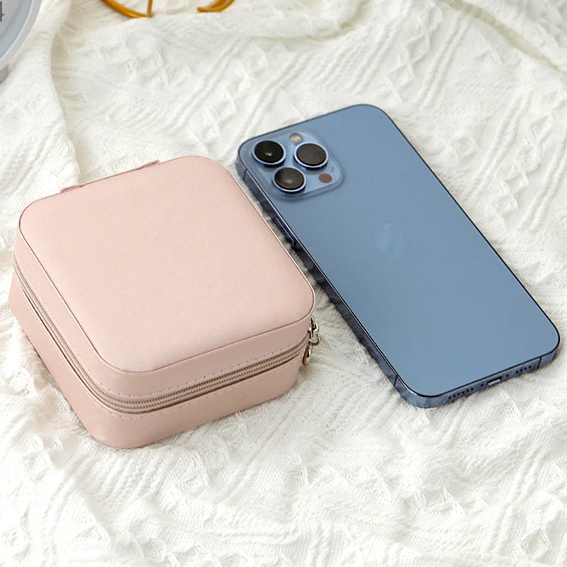 Porta-joias de viagem em couro sintético